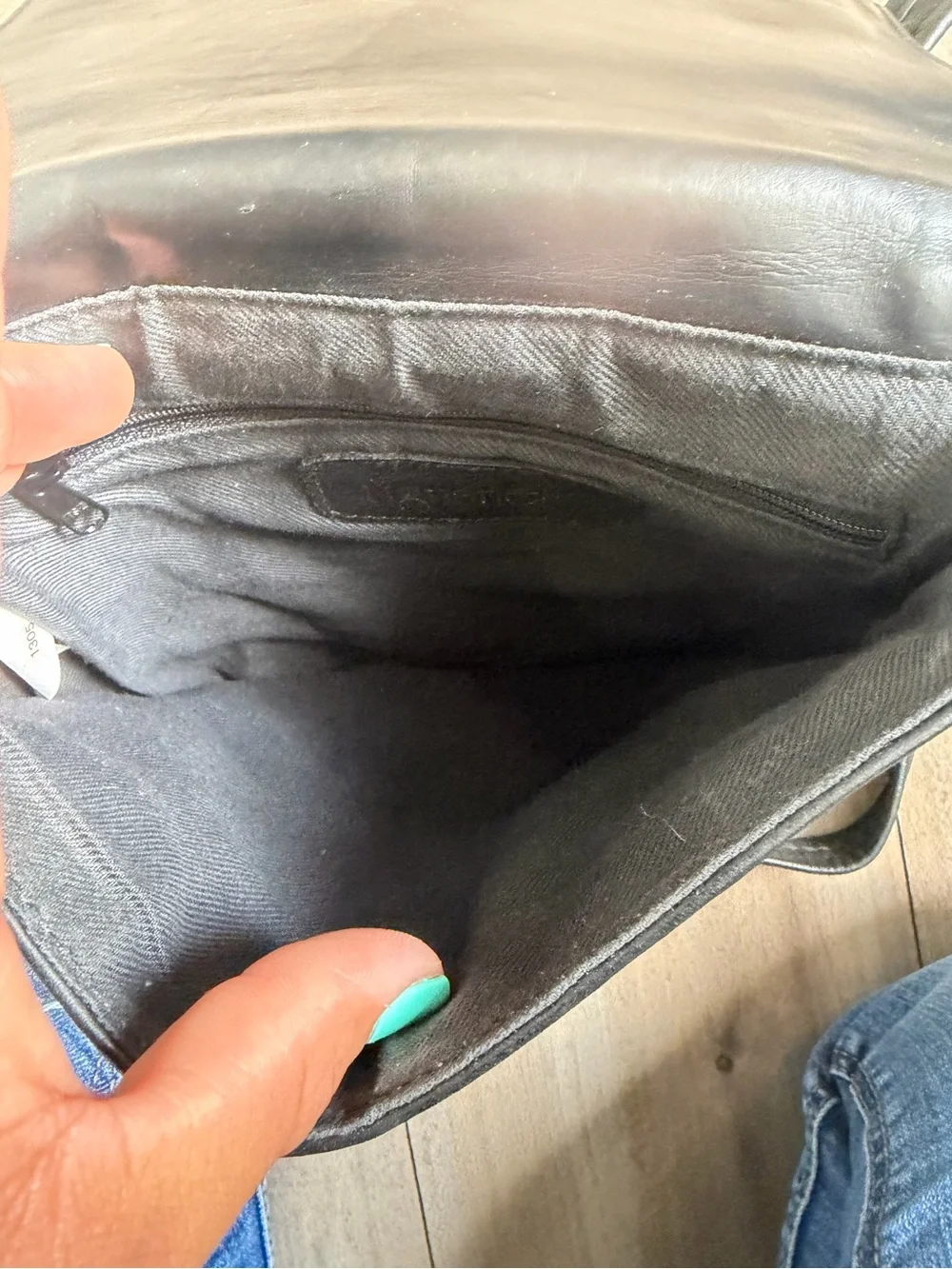 Tignanello Black Leather Messenger Crossbody Bag